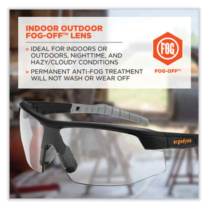 Skullerz Skoll Safety Glasses, Fog-Off Technology, Matte Black Half Frame, Clear Single I/O Lens