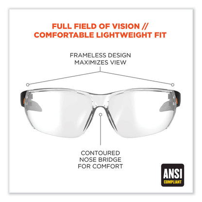 Skullerz Vali Frameless Safety Glasses, Fog-Off Technology, Frameless, Clear Single Lens
