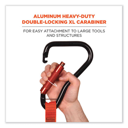 Squids 3148 Tool Lanyard with XL Carabiner + Threaded Loop, 80 lb Max Working Capacity, 76" Long, Orange/Black