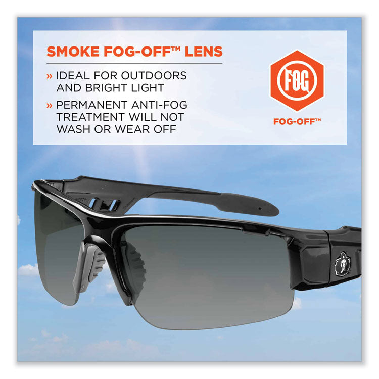 Skullerz Dagr Safety Glasses, Black Half Frame, Smoke Single Anti-Fog Lens