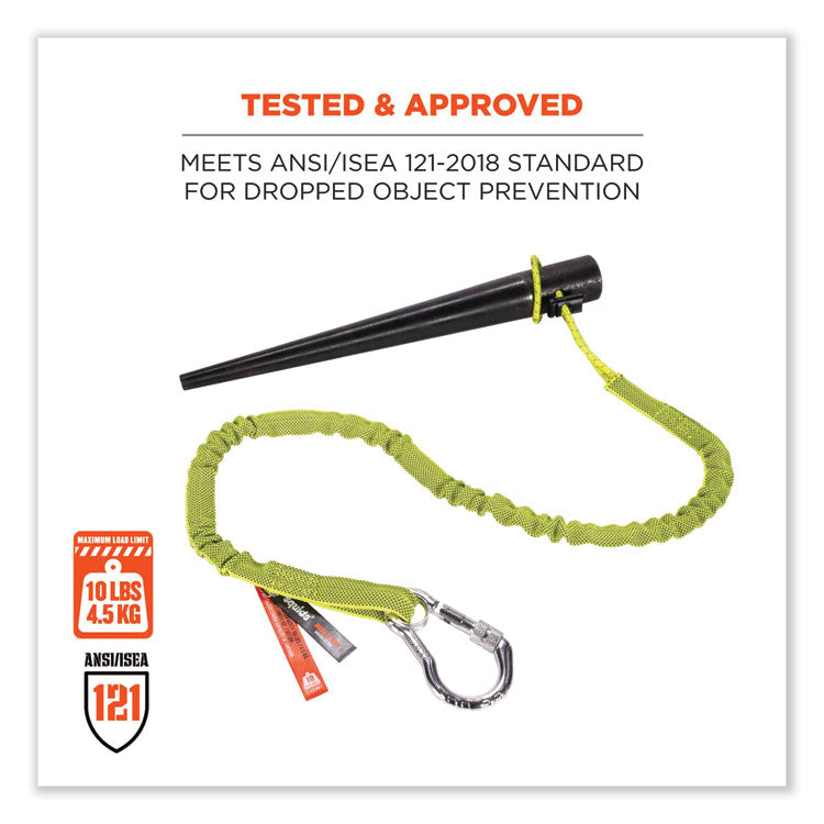 Squids 3100 Lanyard with Aluminum Carabiner + Cinch-Loop, 10 lb Max Working Capacity, 35" to 45" Long, Lime