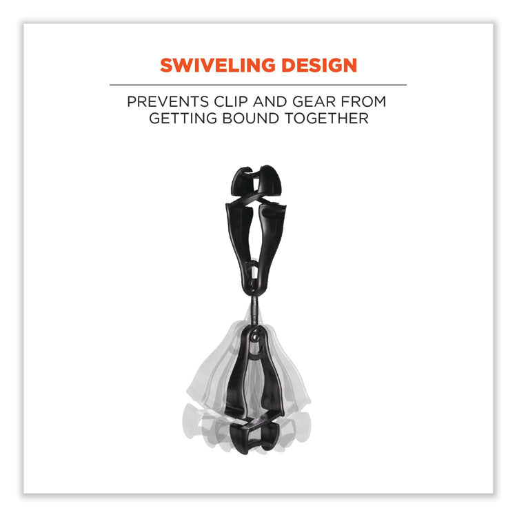 Squids 3420 Dual Clip Swivel Glove Clip Holder, 1 x 0.6 x 5.5, Acetal Copolymer, Black