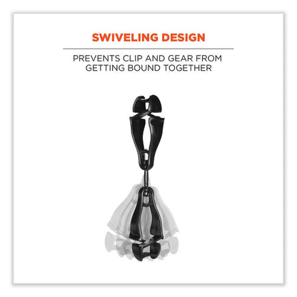Squids 3420 Dual Clip Swivel Glove Clip Holder, 1 x 0.6 x 5.5, Acetal Copolymer, Black