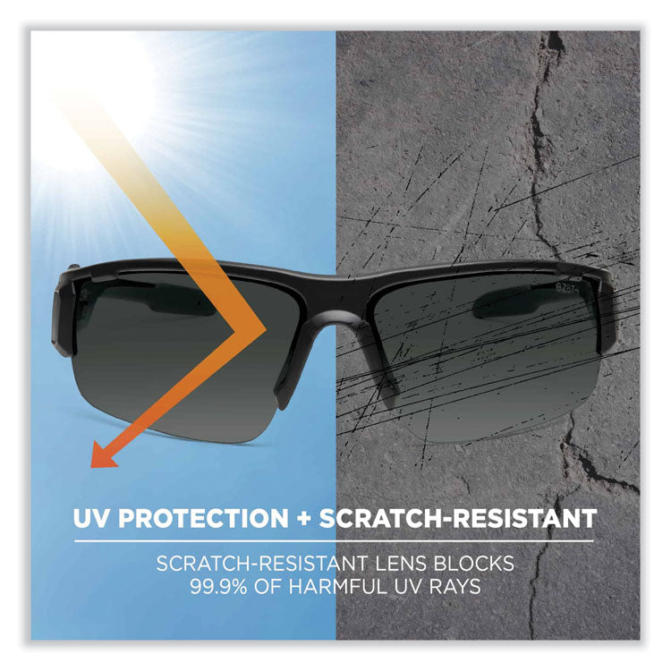 Skullerz Dagr Safety Glasses, Black Half Frame, Polarized G15 Green Shade 3 VLT Single Lens