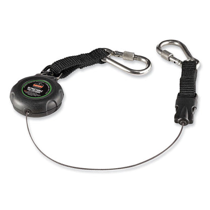 Squids 3000 Retractable Tool Lanyard with Carabiner Anchor, 1 lb Working Capacity, 48" Long, Black