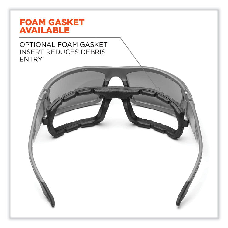 Skullerz Odin Safety Glasses, Matte Gray Full Frame, Clear Dual I/O Lens