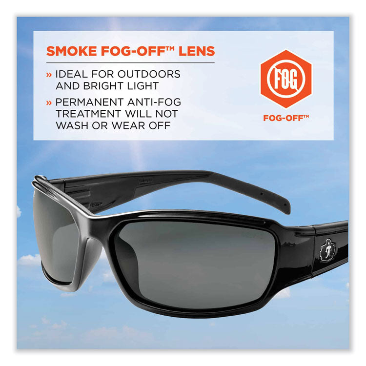 Skullerz Thor Safety Glasses, Black Full Frame, Smoke Dual Anti-Fog Lens