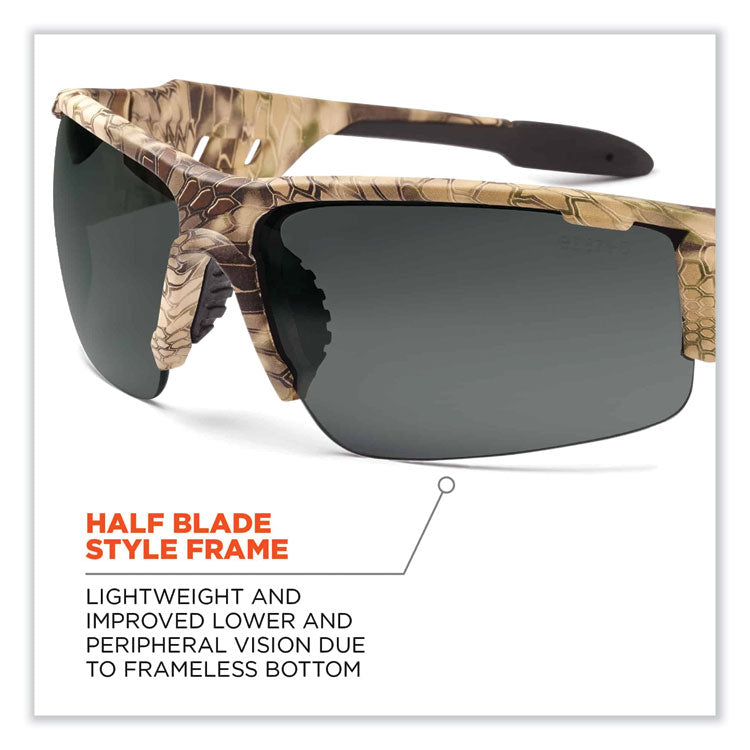 Skullerz Dagr Safety Glasses, Kryptek Highlander Half Frame, Smoke Single Lens