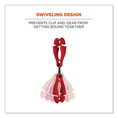 Squids 3420 Dual Clip Swivel Glove Clip Holder, 1 x 0.6 x 5.5, Acetal Copolymer, Red