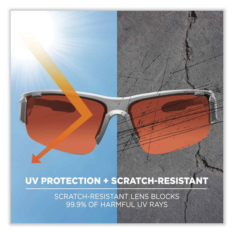 Skullerz Dagr Safety Glasses, Matte Gray Half Frame, Polarized Copper Single Lens