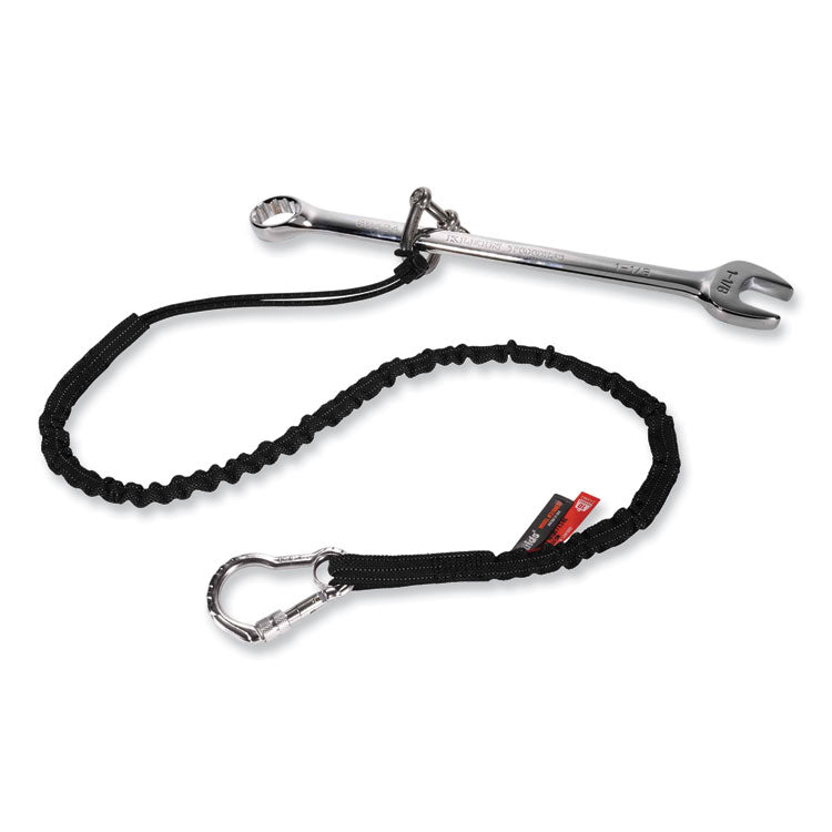 Squids 3100 Lanyard with Aluminum Carabiner + Cinch-Loop, 10 lb Max Working Capacity, 42" to 54" Long, Black