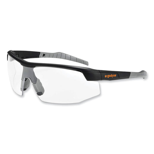 Skullerz Skoll Safety Glasses, Fog-Off Technology, Matte Black Half Frame, Clear Single Lens