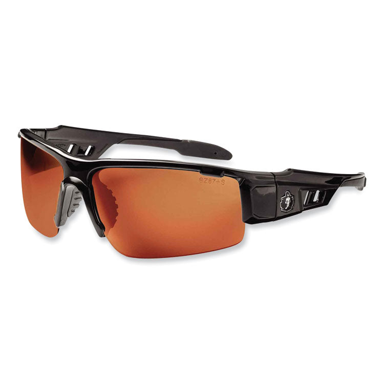 Skullerz Dagr Safety Glasses, Black Half Frame, Polarized Copper Single Lens