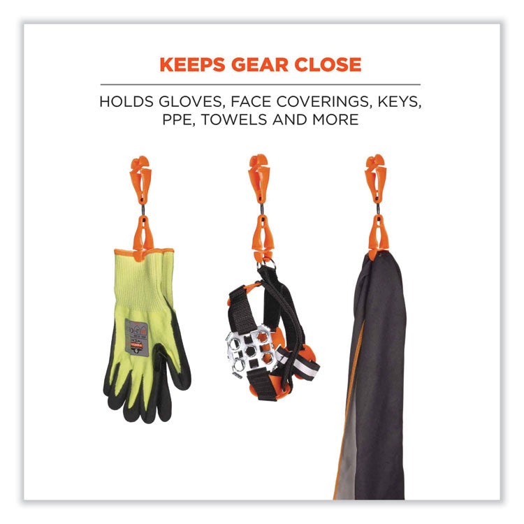 Squids 3420 Dual Clip Swivel Glove Clip Holder, 1 x 0.6 x 5.5, Acetal Copolymer, Orange