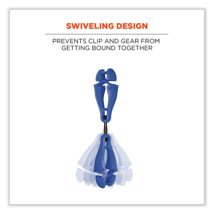Squids 3420 Dual Clip Swivel Glove Clip Holder, 1 x 0.6 x 5.5, Acetal Copolymer, Blue