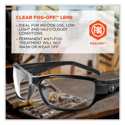 Skullerz Thor Safety Glasses, Black Full Frame, Clear Dual Anti-Fog Lens