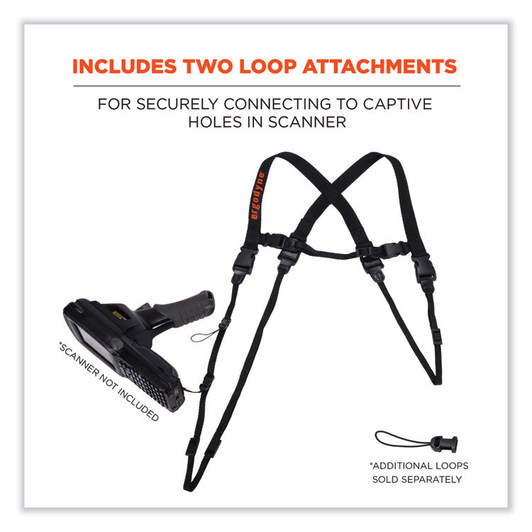 Squids 3132 Barcode Scanner Lanyard Harness, Large: 20" Arm Strap, 43" Long Lanyard Strap, Black