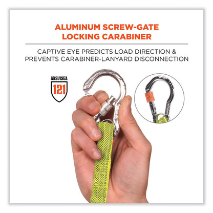 Squids 3100 Lanyard with Aluminum Carabiner + Cinch-Loop, 10 lb Max Working Capacity, 35" to 45" Long, Lime