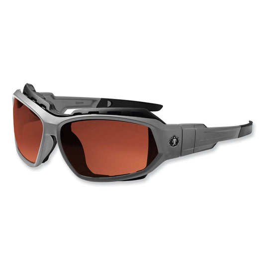 Skullerz Loki Safety Glasses/Goggles, Matte Gray Full Frame, Polarized Copper Dual Lens