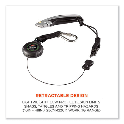Squids 3001 Retractable Tool Lanyard with Choking-Loop Tool Tether + Carabiner Anchor, 2 lb Max Working Capacity, 48" Long