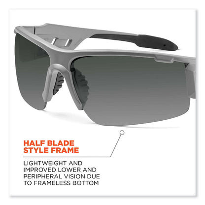 Skullerz Dagr Safety Glasses, Matte Gray Half Frame, Smoke Single Anti-Fog Lens