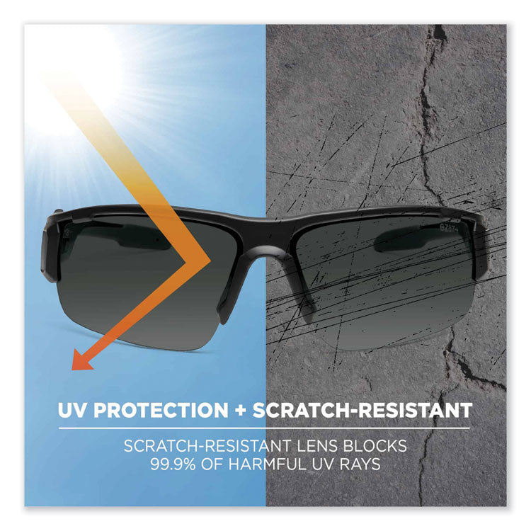 Skullerz Dagr Safety Glasses, Matte Black Half Frame, Smoke Single Lens