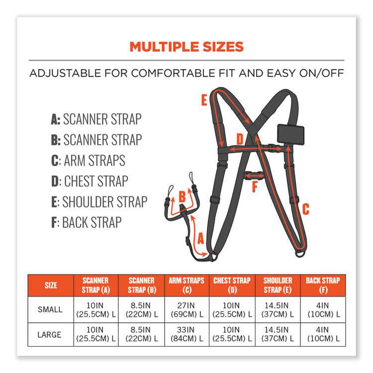 Squids 3138 Padded Barcode Scanner Lanyard Harness, 33" Arm Strap s,18.5" Lanyard ,Black/Orange/Gray