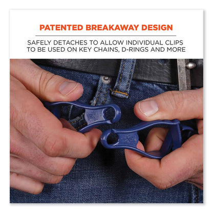 Squids 3400MD Metal Detectable Dual Clip Glove Clip Holder, 1 x 1 x 6.5, Acetal Copolymer, Deep Blue