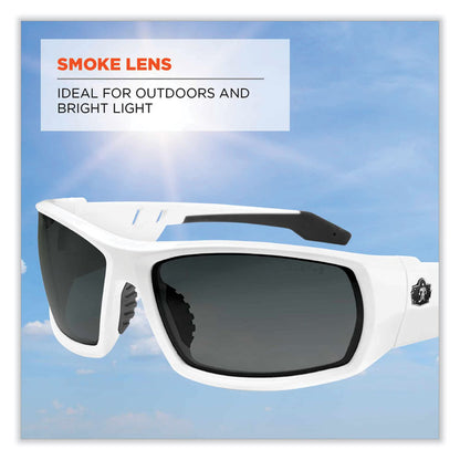 Skullerz Odin Safety Glasses, White Full Frame, Smoke Dual Lens