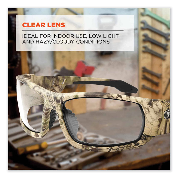 Skullerz Odin Safety Glasses, Kryptek Highlander Full Frame, Clear Dual Lens