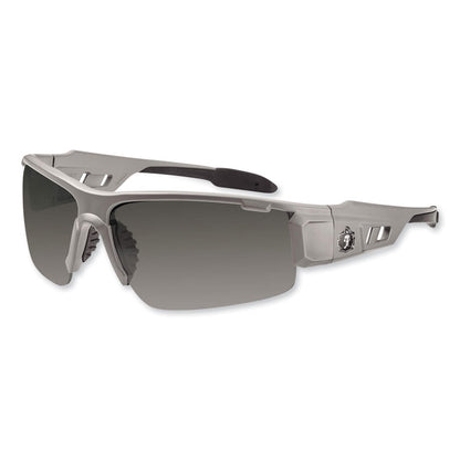 Skullerz Dagr Safety Glasses, Matte Gray Half Frame, Polarized Smoke Single Lens