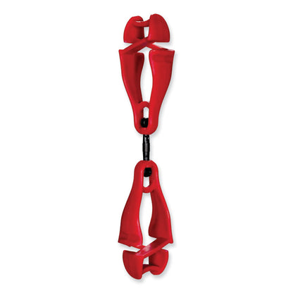Squids 3420 Dual Clip Swivel Glove Clip Holder, 1 x 0.6 x 5.5, Acetal Copolymer, Red