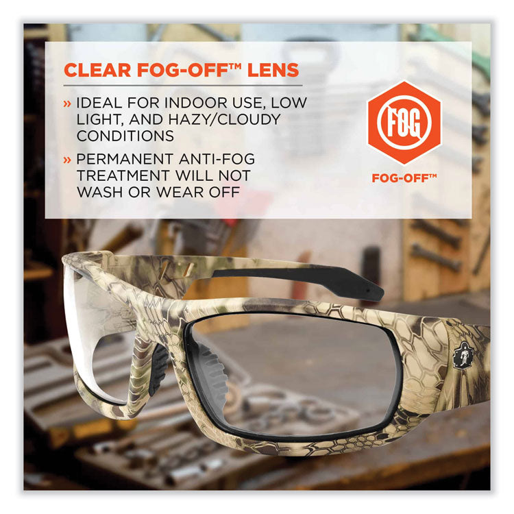 Skullerz Odin Safety Glasses, Fog-Off Technology, Kryptek Highlander Full Frame, Clear Dual Lens