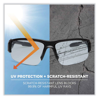 Skullerz Dagr Safety Glasses, Matte Black Half Frame, Clear Single Anti-Fog I/O Lens