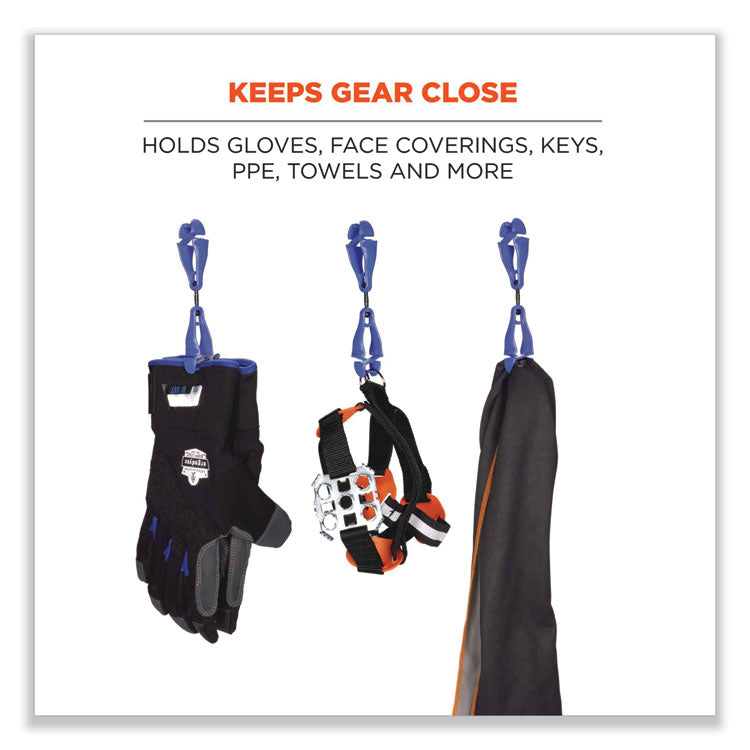 Squids 3420 Dual Clip Swivel Glove Clip Holder, 1 x 0.6 x 5.5, Acetal Copolymer, Blue
