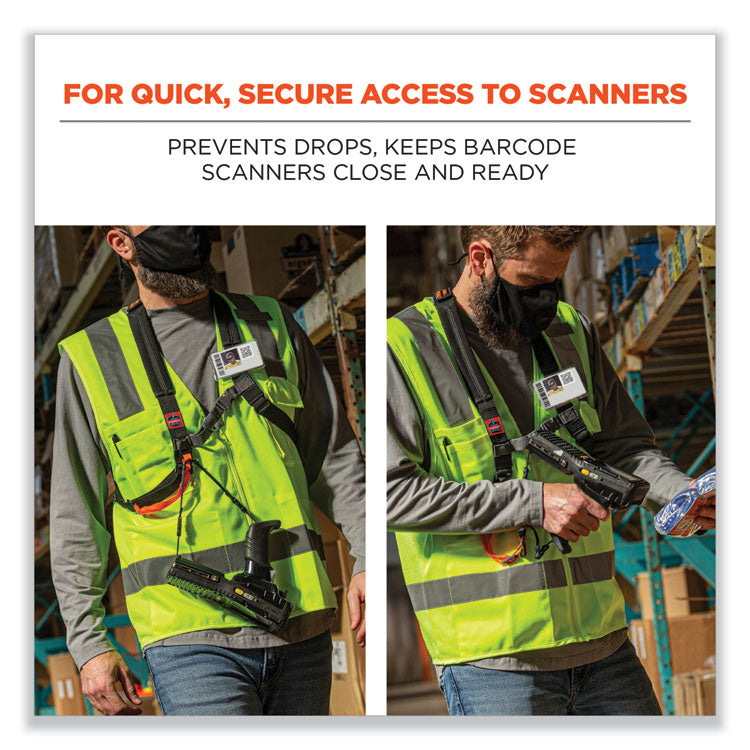 Squids 3138 Padded Barcode Scanner Lanyard Harness, 33" Arm Strap s,18.5" Lanyard ,Black/Orange/Gray