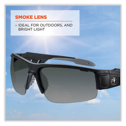 Skullerz Dagr Safety Glasses, Matte Black Half Frame, Smoke Single Lens