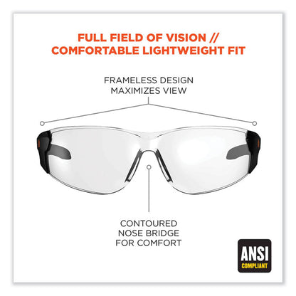 Skullerz Saga Frameless Safety Glasses, Frameless, Clear Single Lens
