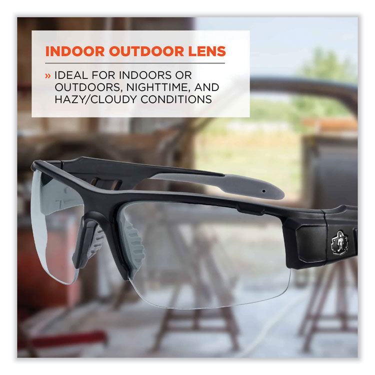 Skullerz Dagr Safety Glasses, Matte Black Half Frame, Clear Single I/O Lens