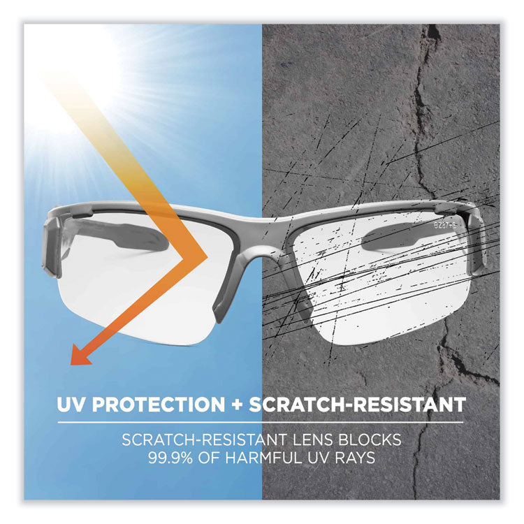 Skullerz Dagr Safety Glasses, Matte Gray Half Frame, Clear Single Anti-Fog Lens