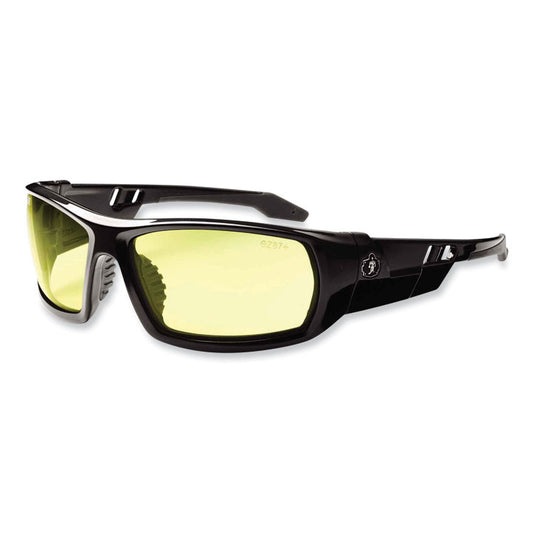 Skullerz Odin Safety Glasses, Black Full Frame, Yellow Dual Lens