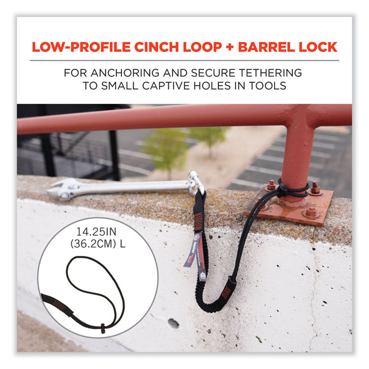 Squids 3105 Tool Lanyard with Aluminum Carabiner + Cinch-Loop, 15 lb Max Working Capacity, 32" to 48" Long, Black