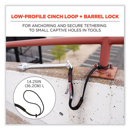 Squids 3105 Tool Lanyard with Aluminum Carabiner + Cinch-Loop, 15 lb Max Working Capacity, 32" to 48" Long, Black