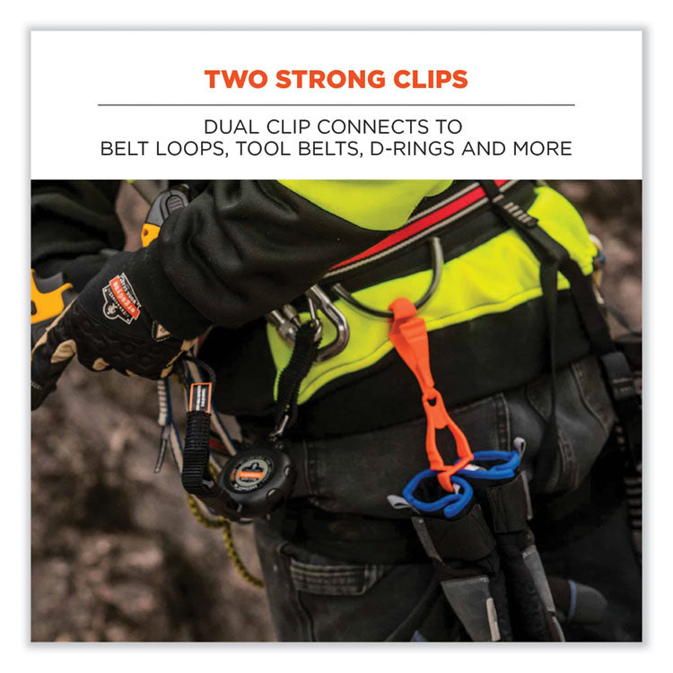 Squids 3400 Dual Clip Glove Clip Holder, 1 x 1 x 6.5, Acetal Copolymer, Red