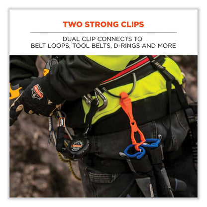 Squids 3400 Dual Clip Glove Clip Holder, 1 x 1 x 6.5, Acetal Copolymer, Red