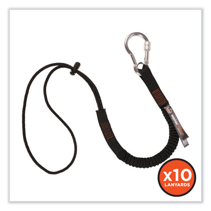 Squids 3105 Tool Lanyard with Aluminum Carabiner + Cinch-Loop, 15 lb Max Working Capacity, 32" to 48" Long, Black, 10/Pack