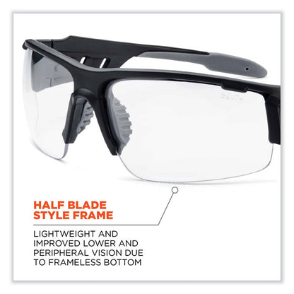 Skullerz Dagr Safety Glasses, Matte Black Half Frame, Clear Single Anti-Fog Lens