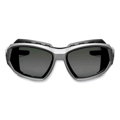 Skullerz Loki Safety Glasses/Goggles, Matte Gray Full Frame, Polarized Smoke Dual Lens