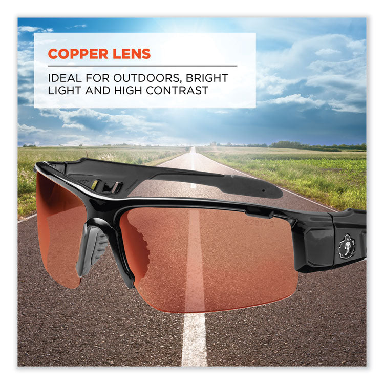 Skullerz Dagr Safety Glasses, Black Half Frame, Copper Single Lens