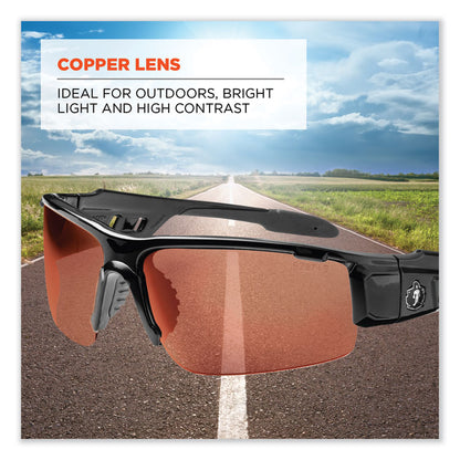 Skullerz Dagr Safety Glasses, Black Half Frame, Copper Single Lens